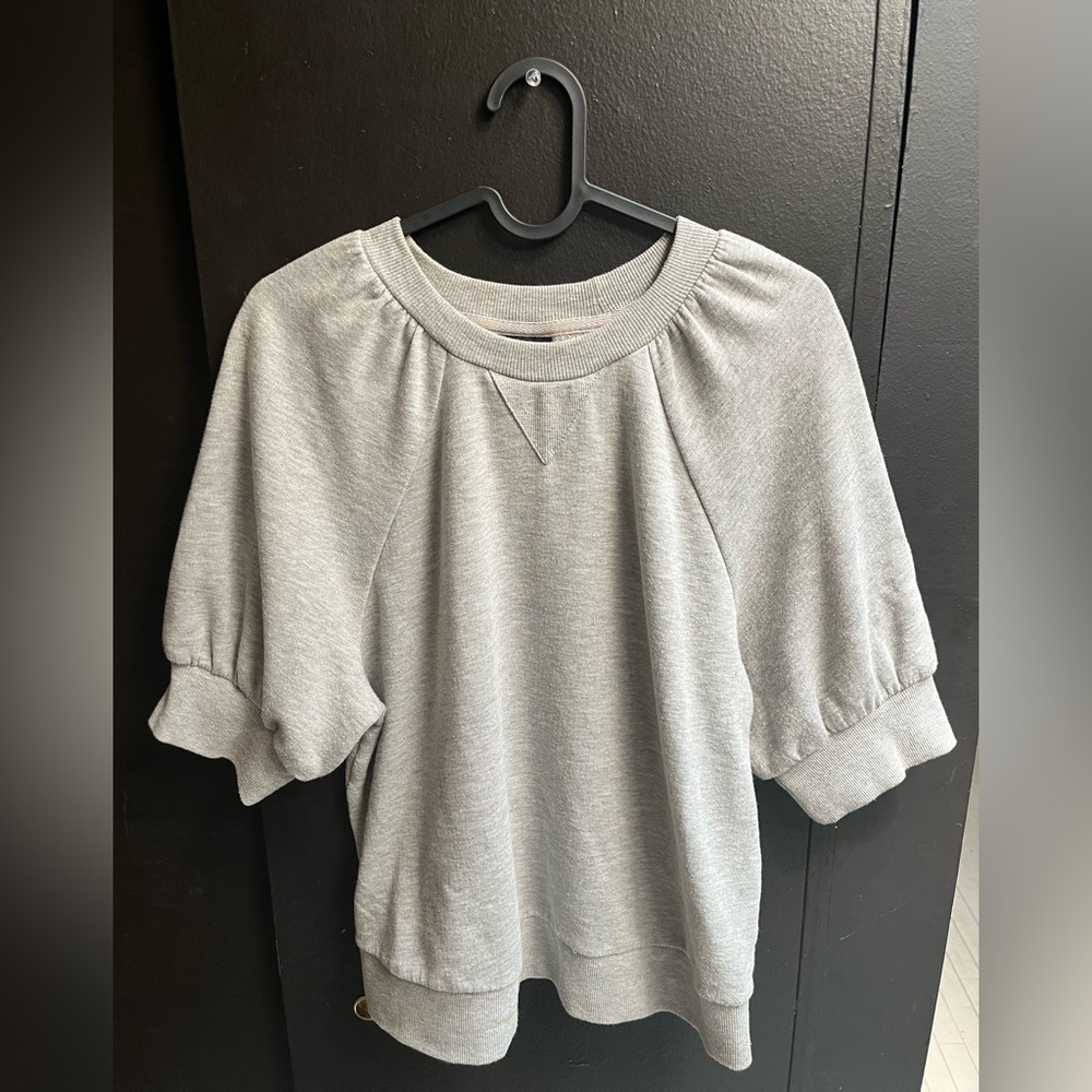 Who What Wear Gray Puff Sleeve Sweatshirt
